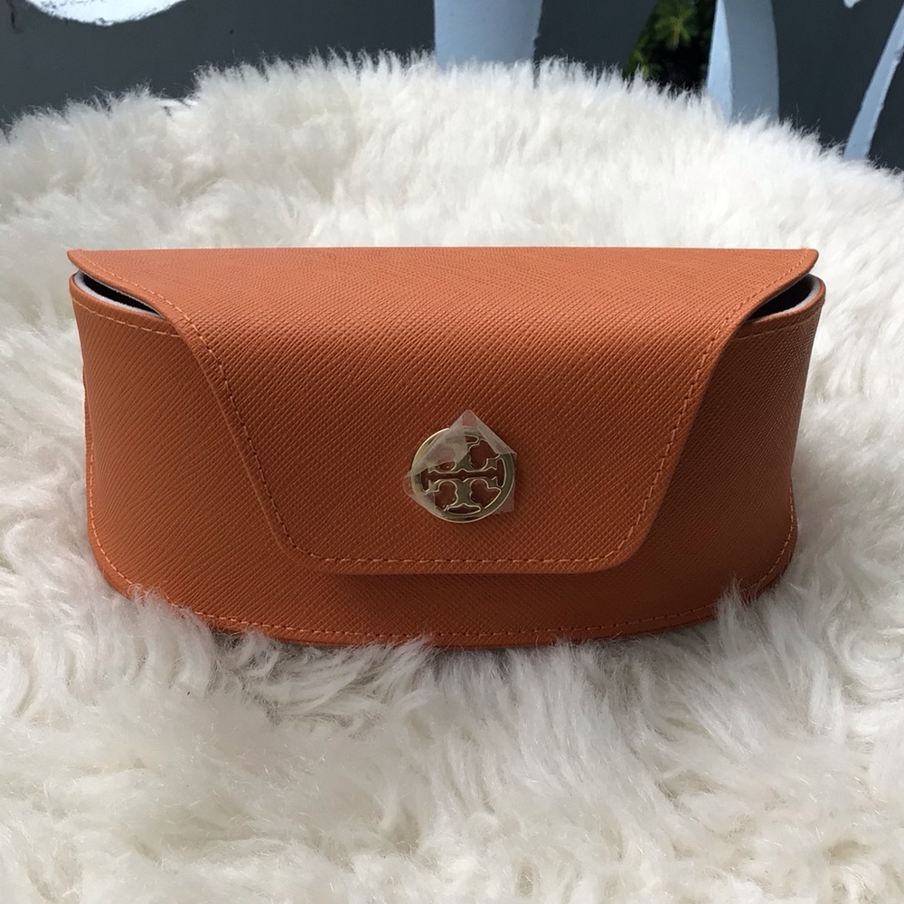 Tory Burch Orange Faux Leather Clutch or Sunglasses Case Accessory NEW